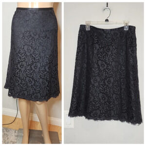 Ann Taylor Lace Black Skirt Women's size 12P
